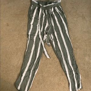 Green and white stripped pants